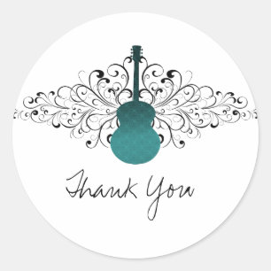 Adesivo Teal Swirls Guitarra Obrigado Stickers