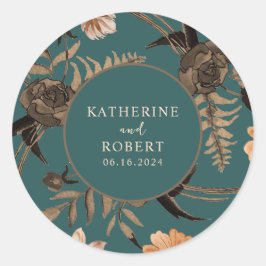 Adesivo Teal terracotta watercolor casamento outono floral