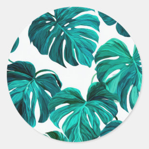 Adesivo Teal Tropical Monstera Leaf Seamless Pattern Art