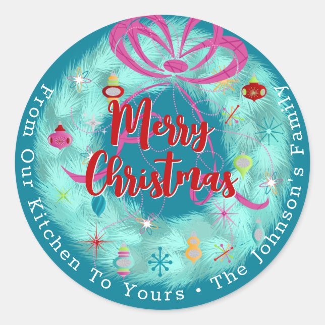 Adesivo Teal Wreath Retro Natal (Frente)