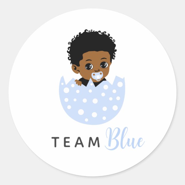 Adesivo Team Blue African American Baby Boy In Egg  (Frente)
