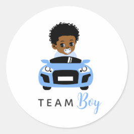 Adesivo Team Boy Baby in Blue Car Gender Reveal Sticker
