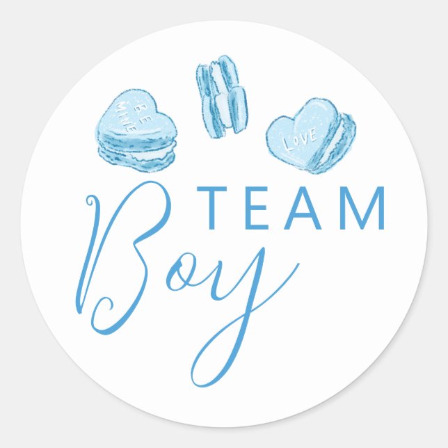 Adesivo Team Boy Gender Reveal Blue Heart Voting (Frente)