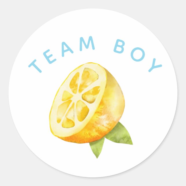 Adesivo Team Boy Gender Revement Party Lemon (Frente)