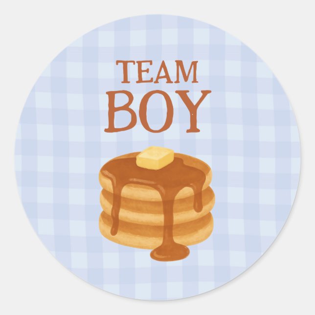 Adesivo Team Boy Little Pancake Brunch Theme Gender Reveal (Frente)