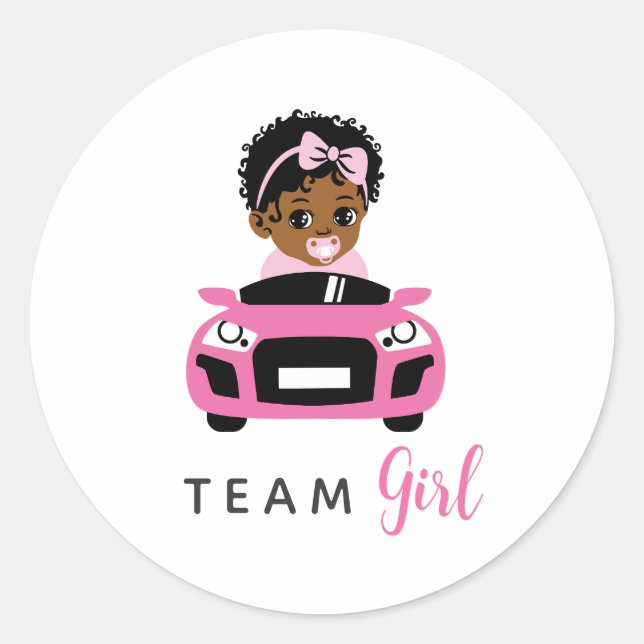 Adesivo Team Girl Baby in Pink Car Gender Reveal Sticker (Frente)