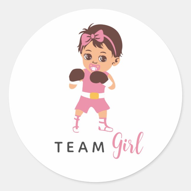Adesivo Team Girl Boxing Baby Gender Reveal Stickers (Frente)