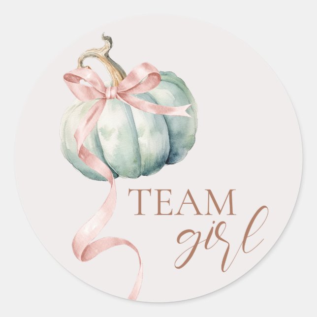 Adesivo Team Girl Coquette Pumpkin Gender Reveal Sticker (Frente)