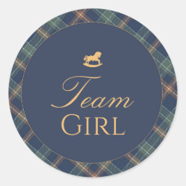 Adesivo Team Girl Gender Reveal Voting Sticker Navy Plaid