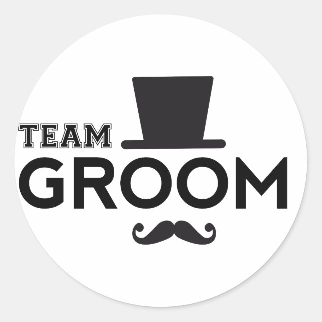 Adesivo Team Groom com chapéu e bigode (Frente)