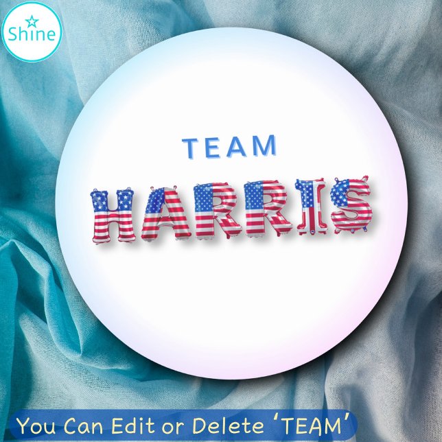 Adesivo TEAM HARRIS Kamala Harris EUA Flag Balloon Letters (Criador carregado)