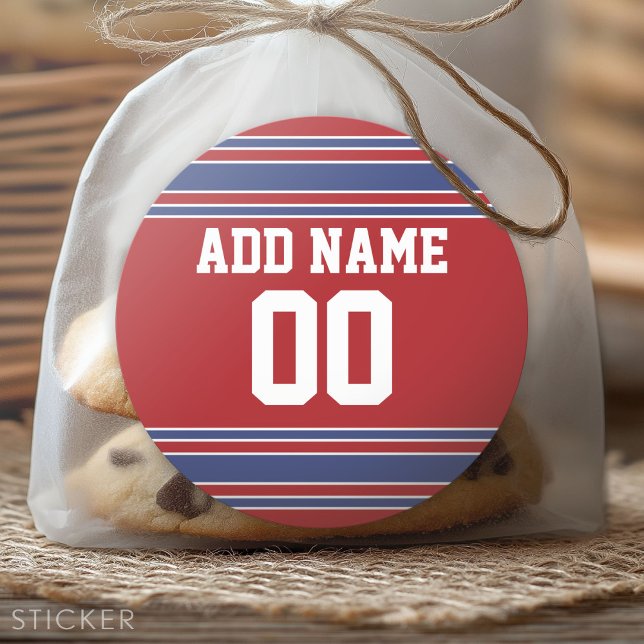 Adesivo Team Jersey com nome e número personalizados (Custom Sticker for Party Favors and Envelopes)