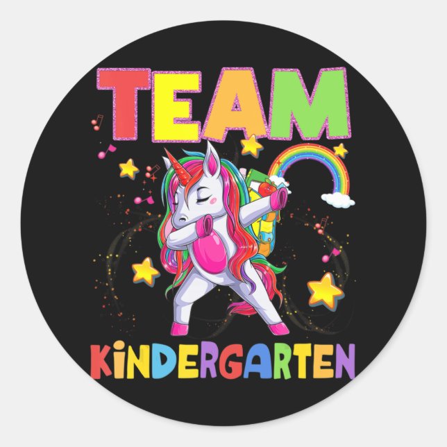 Adesivo Team Kindergarten Dabbing Unicorn de volta à escol (Frente)