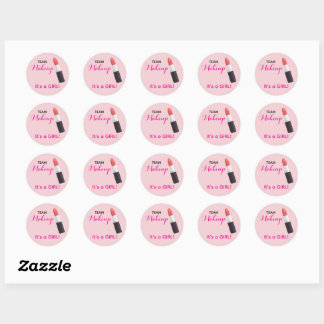 Adesivo TEAM MAKEUP Stickers for Gender Reveal Party