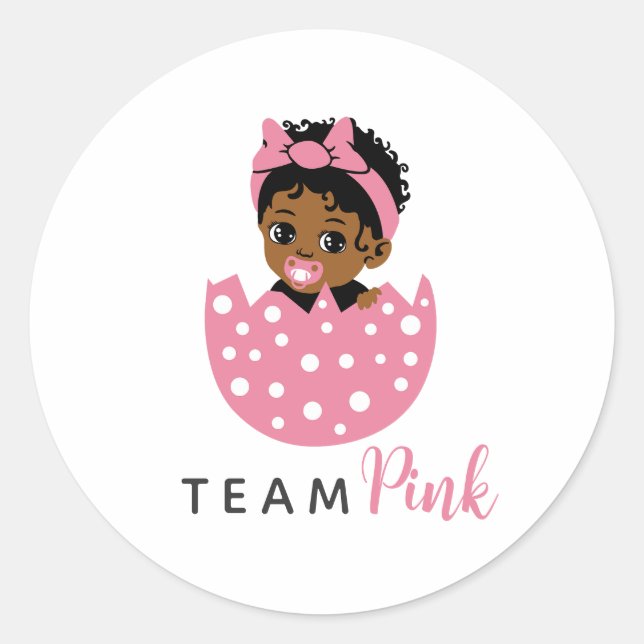 Adesivo Team Pink African American Baby Girl In Egg  (Frente)