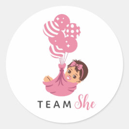 Adesivo Team She Pink Balloon Baby Girl