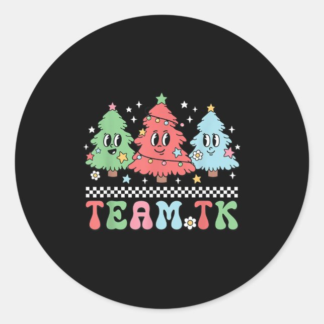 Adesivo Team Tk Teacher Christmas Sweater Retro Xmas Tree  (Frente)
