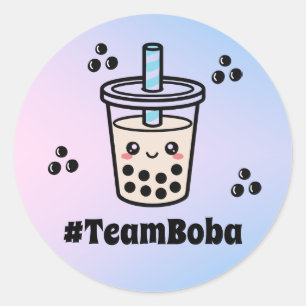 Adesivo #TeamBoba Revelação de Gênero Chá de Bolhas Sem Bo