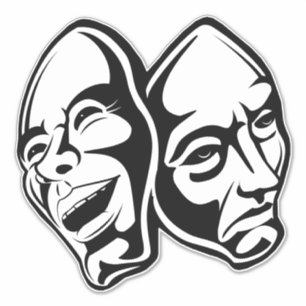 Adesivo Teatro Comédia Tragédia mascara a mascarada da vid