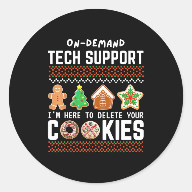 Adesivo Tech Suprt Delete Cookies Funny Design Christmas P (Frente)