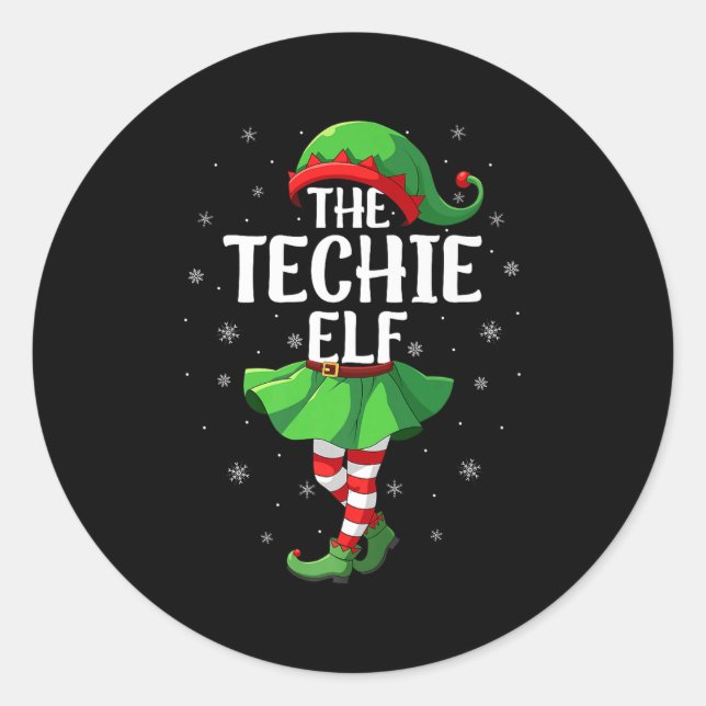 Adesivo Techie Elf Christmas Girls Women Elf Squad Xmas Fa (Frente)