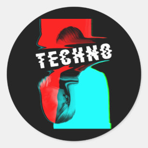 Adesivo Techno Glitch Bass Music Party DJ