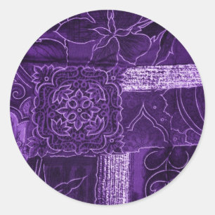 Adesivo Tecido de Patches Florais Roxos