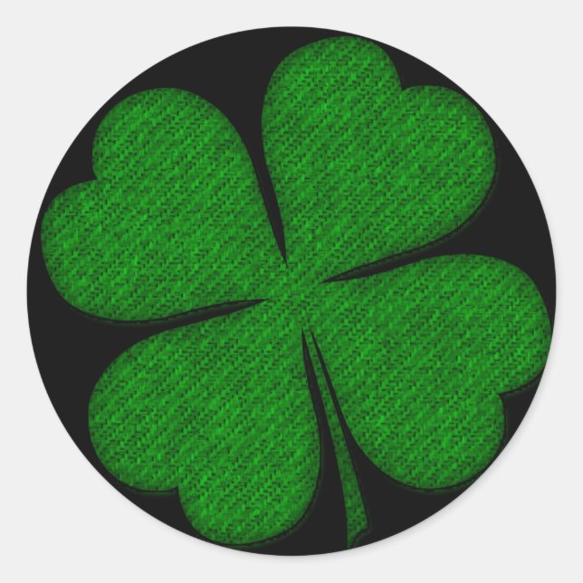 Adesivo Tecido Verde Texturizado com Design de Shamrock (Frente)