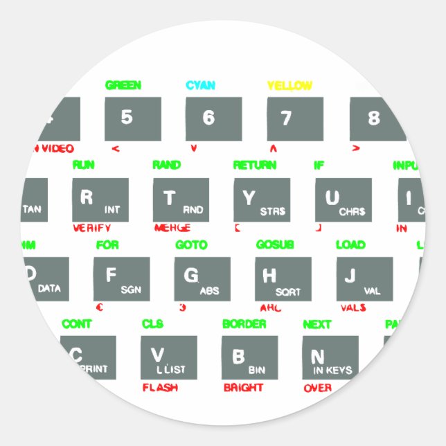 Adesivo Teclas do teclado do espectro ZX Sinclair (Frente)