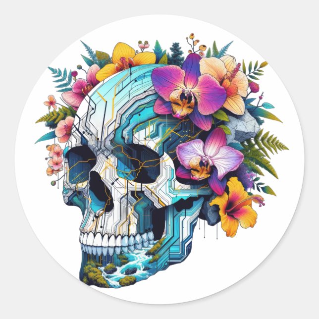 Adesivo Tecno-Bloom Skull (Frente)