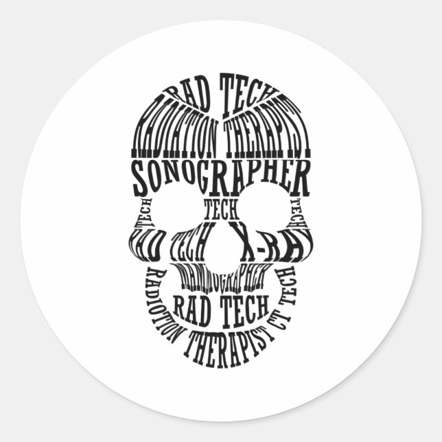 Adesivo Tecnologia Rad Tech Skull Xray Radiology Tech (Frente)