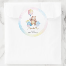 Adesivo Teddy Bear Balloon Clouds Beary First Birthday