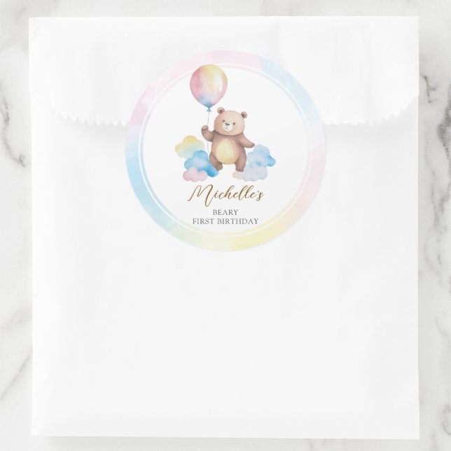 Adesivo Teddy Bear Balloon Clouds Beary First Birthday (Bolsa)