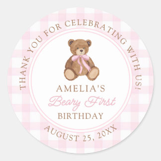 Adesivo Teddy Bear Beary First 1st Birthday Party