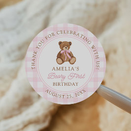 Adesivo Teddy Bear Beary First 1st Birthday Party
