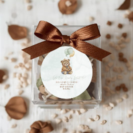 Adesivo Teddy Bear Brown Sage Green Balloons Baby