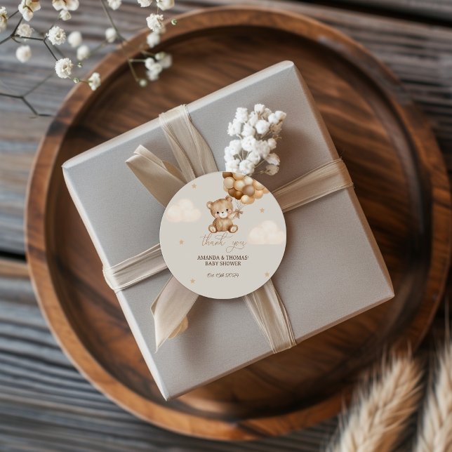 Adesivo Teddy Bear Chá de fraldas Neutro Obrigado (Criador carregado)