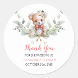 Adesivo Teddy Bear Chá de fraldas Obrigado Por
