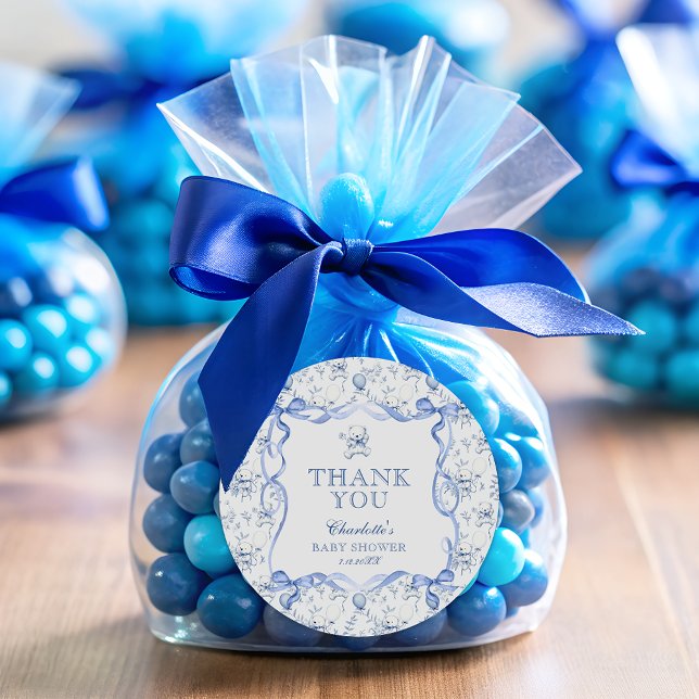 Adesivo Teddy Bear Chinoiserie Chá de fraldas Obrigado (Criador carregado)