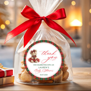 Adesivo Teddy Bear Christmas Girl Chá de fraldas Obrigado