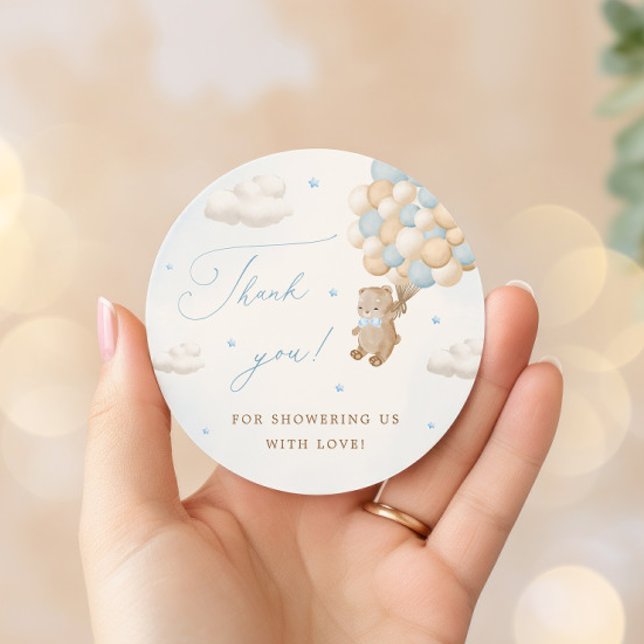 Adesivo Teddy Bear com Balões Azuis Obrigado (Criador carregado)