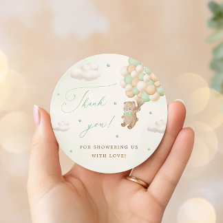 Adesivo Teddy Bear com Balões Verdes Obrigado