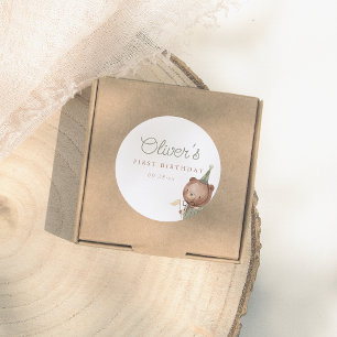 Adesivo Teddy Bear First Festa de aniversário