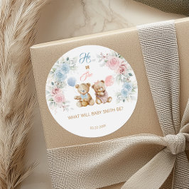 Adesivo Teddy Bear He or She Gender Reveal Sticker
