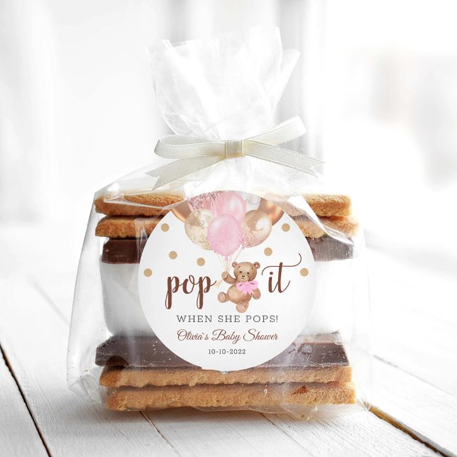 Adesivo Teddy Bear Pop It Chá de fraldas Favor Gift (Criador carregado)