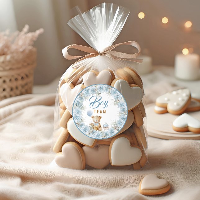 Adesivo Teddy Bear Team Boy Gender Reveal Sticker (Criador carregado)