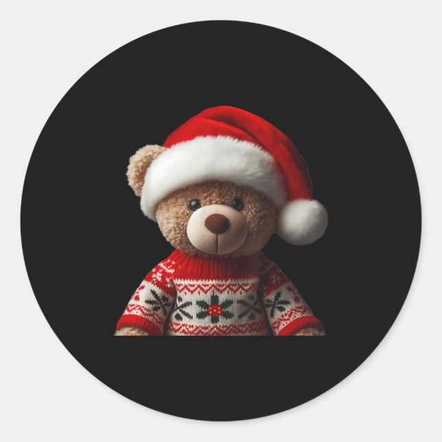 Adesivo Teddy Bear With Santa Hat Christmas Xmas Lover Kid (Frente)