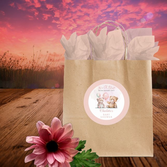 Adesivo Teddy Bears É uma garota Chá de fraldas de espera (Criador carregado)