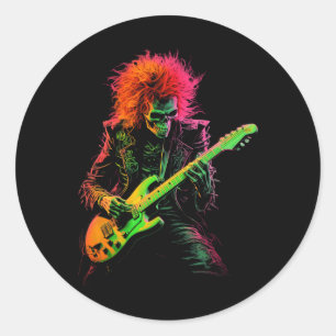 Adesivo Tee Gráfico De Esqueleto Tocando Violão Rock Nd Ha