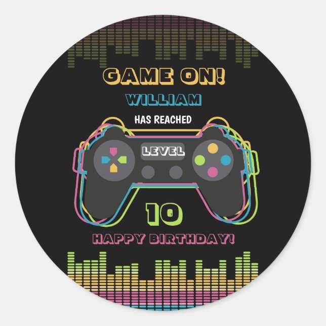 Adesivo Teen Gaming Gamer Video Game Player Retro Birthday (Frente)